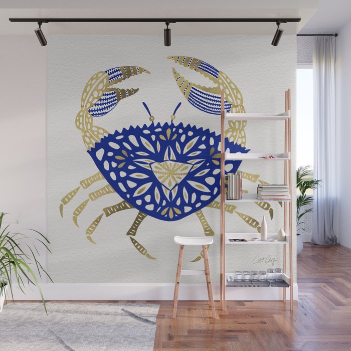 Crab - Navy & Gold Wall Mural Gallery Image 1