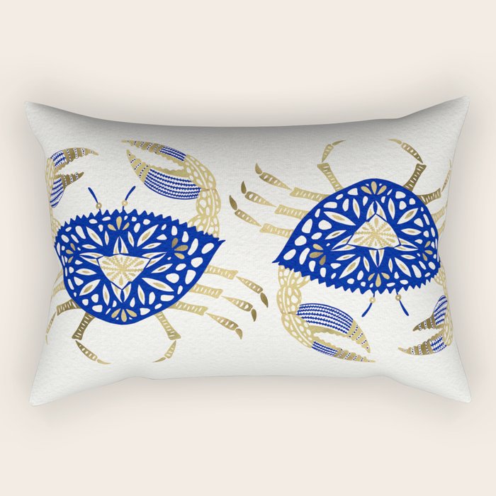 Crab - Navy & Gold Rectangular Pillow Gallery Image 1