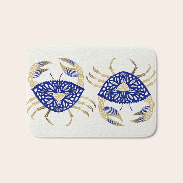 Crab - Navy & Gold Bath Mat Gallery Image 1