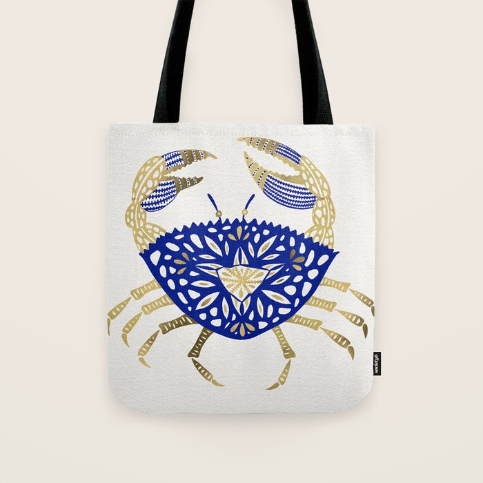 Crab - Navy & Gold Tote Bag Gallery Image 1