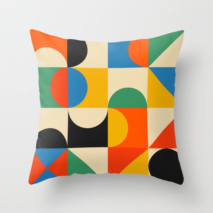 Happy Geometry Throw Pillow Gallery Image 1