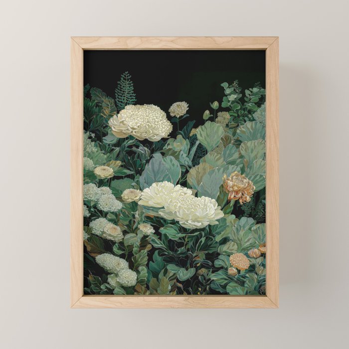 Japandi Wall Art Floral Print Maximalist Botanical Sage Green Flower Painting Japanese Forest poster Mini Art Print Gallery Image 1