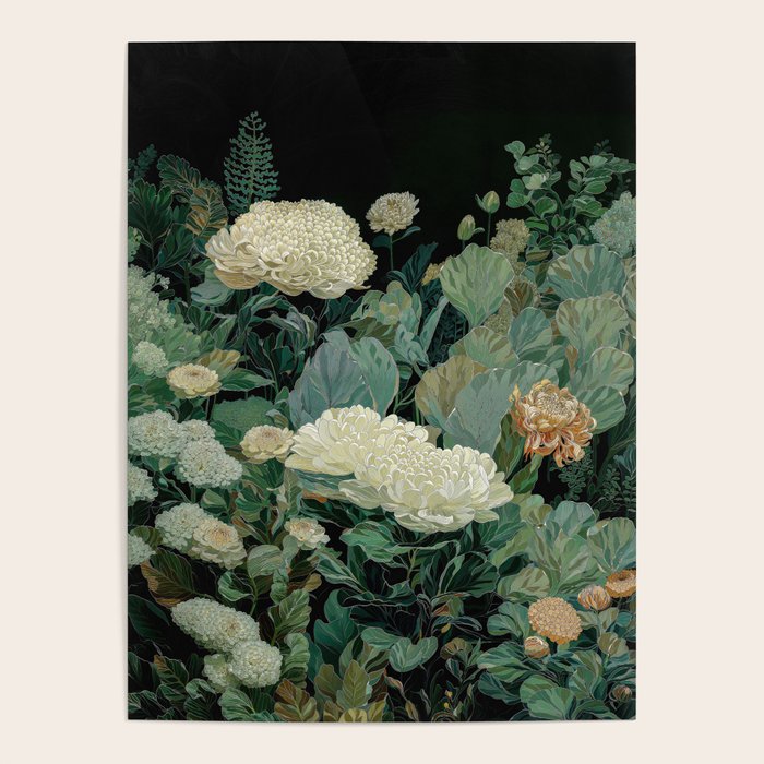 Japandi Wall Art Floral Print Maximalist Botanical Sage Green Flower Painting Japanese Forest poster Poster Gallery Image 4