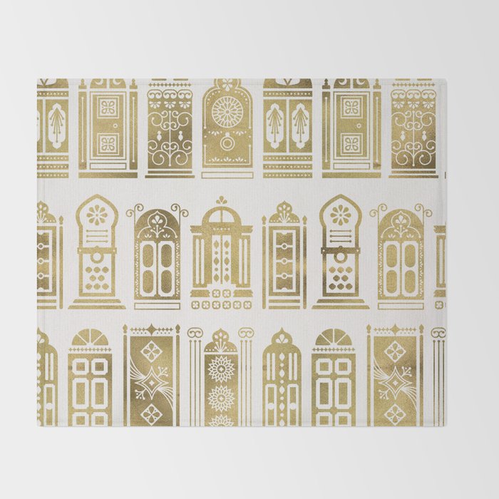 Moroccan Doors - Gold Palette Throw Blanket Gallery Image 2