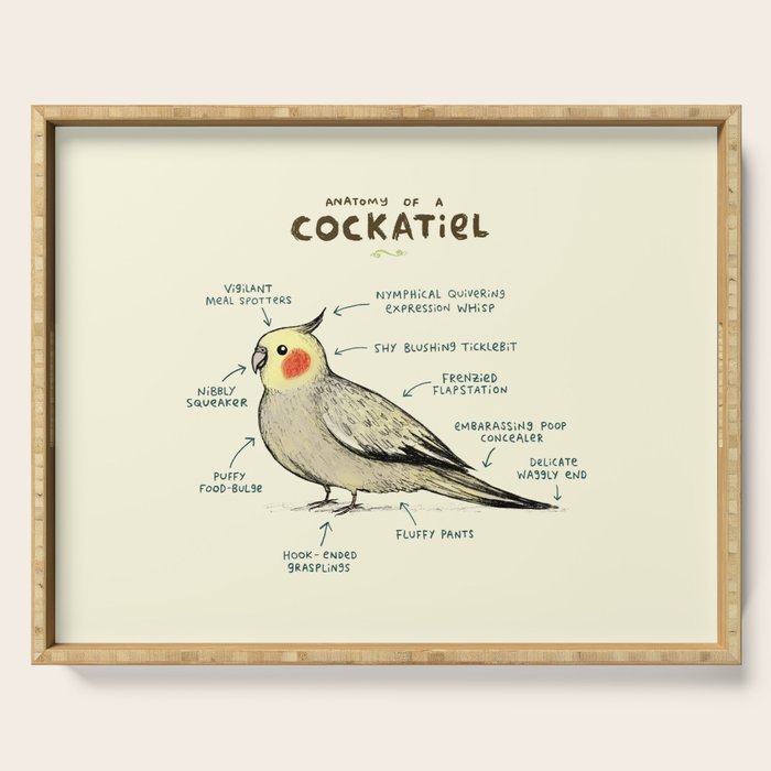 Anatomy of a Cockatiel Serving Tray Gallery Image 1