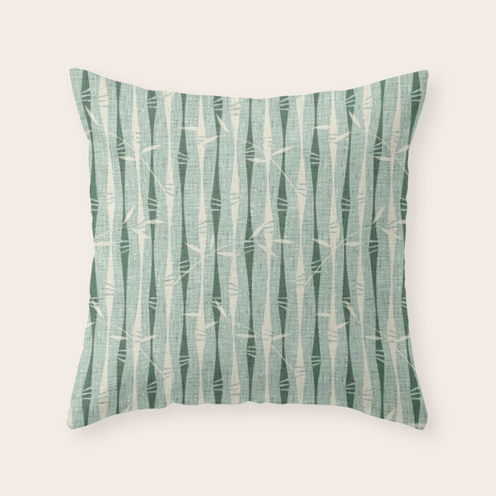 Vintage Bamboo Stripes ©studioxtine Throw Pillow Gallery Image 1