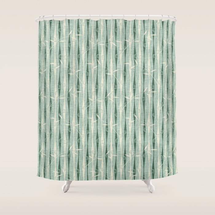 Vintage Bamboo Stripes ©studioxtine Shower Curtain Gallery Image 1
