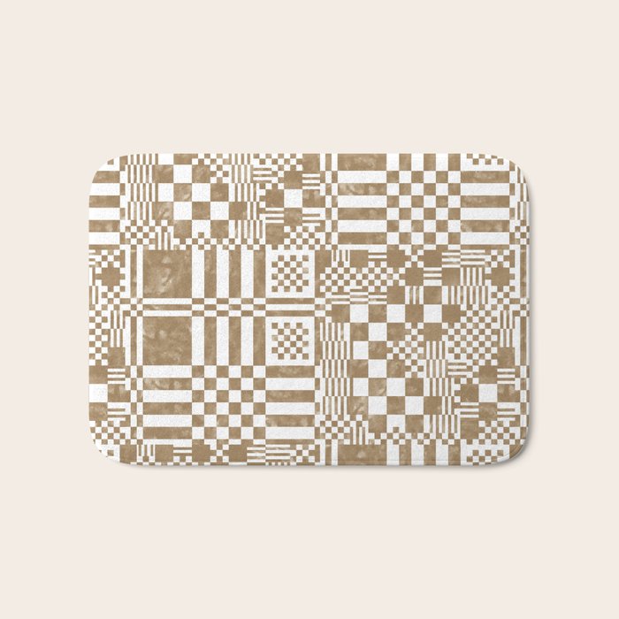 Warm Vintage Checks Bath Mat Gallery Image 1