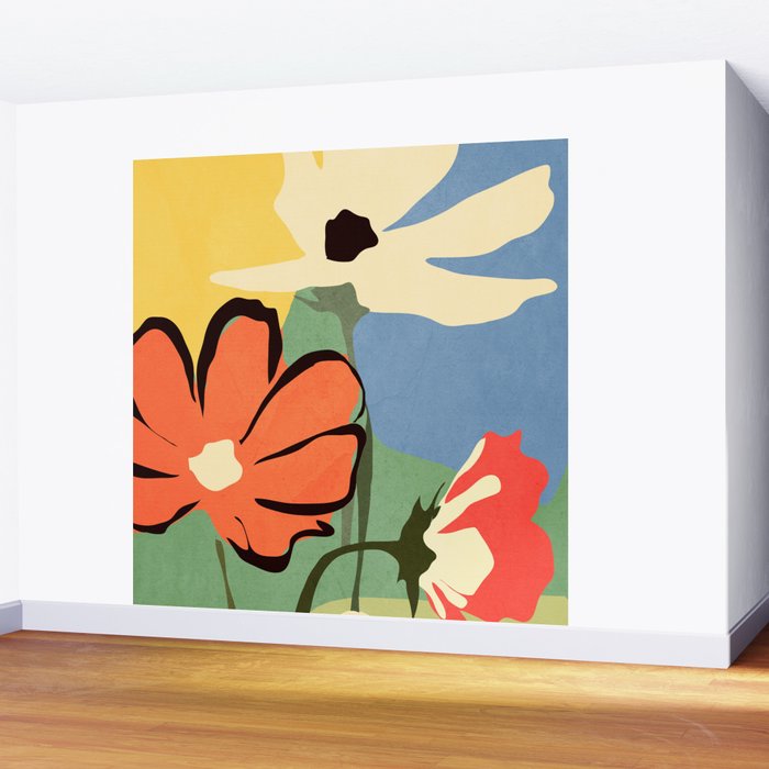Modern Abstract Art Flowers 14 Wall Mural Gallery Image 2