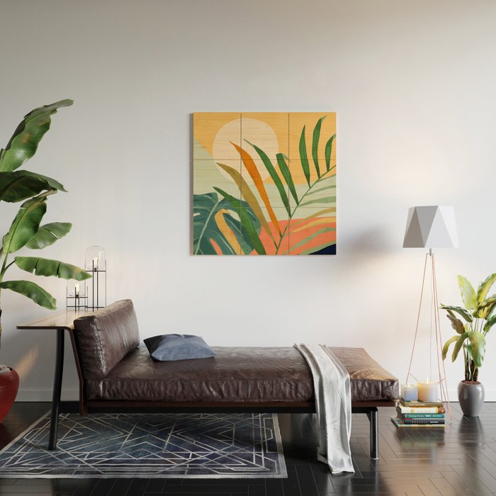 Abstract Art Tropical Leaves 118 Wood Wall Art Gallery Image 2