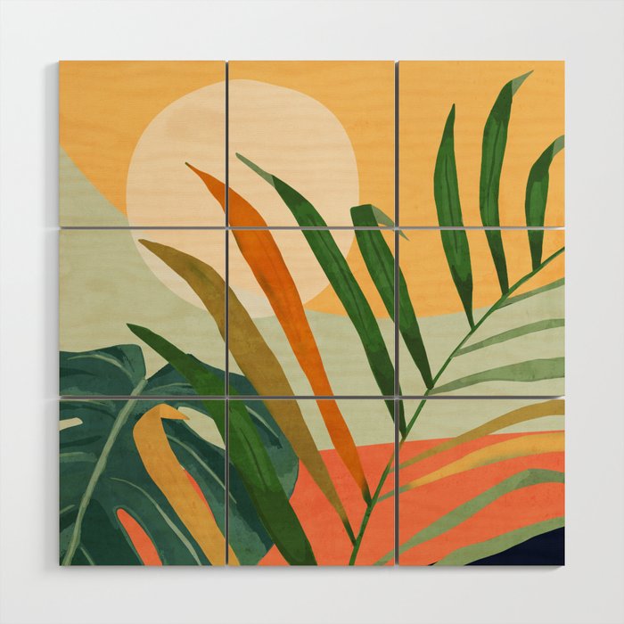 Abstract Art Tropical Leaves 118 Wood Wall Art Gallery Image 1