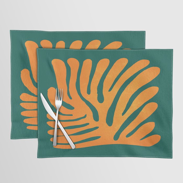 Pine Green & Tangerine: Matisse Paper Cutouts 01 Placemat Gallery Image 1