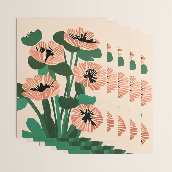 Modern Wild Poppies Wrapping Paper Gallery Image 3