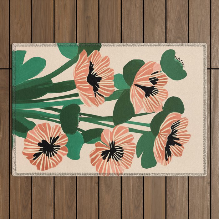 Modern Wild Poppies Outdoor Rug Gallery Image 1