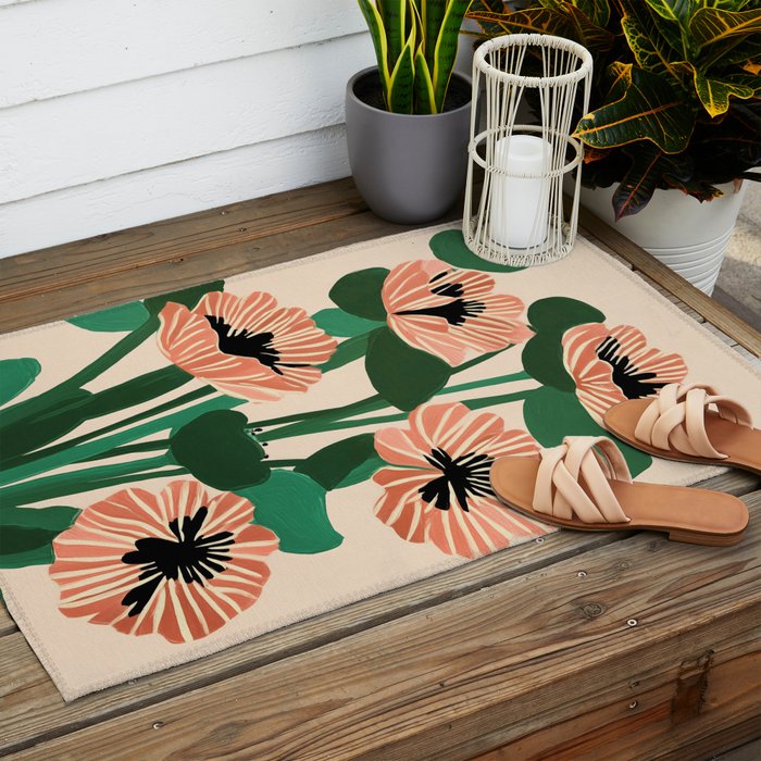 Modern Wild Poppies Outdoor Rug Gallery Image 2
