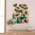 Modern Wild Poppies Wall Tapestry Gallery Image 2