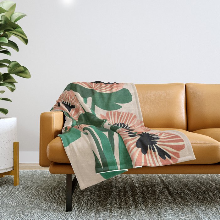 Modern Wild Poppies Throw Blanket Gallery Image 1
