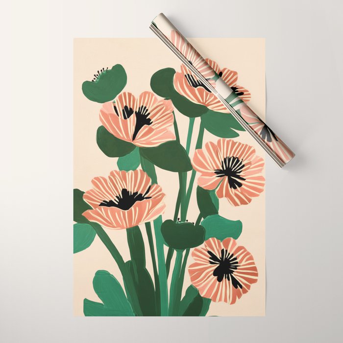 Modern Wild Poppies Wrapping Paper Gallery Image 1