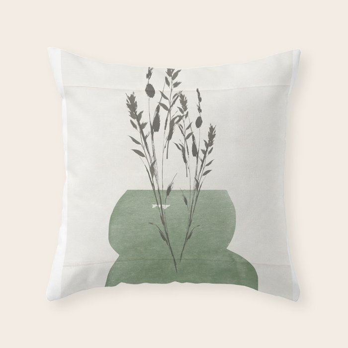 Modern Vase With Plants Throw Pillow Gallery Image 1