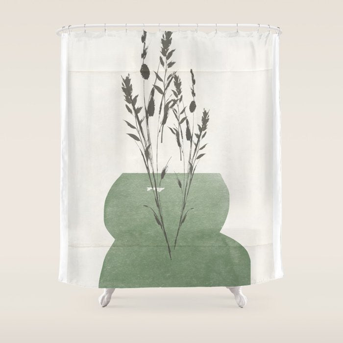 Modern Vase With Plants Shower Curtain Gallery Image 1