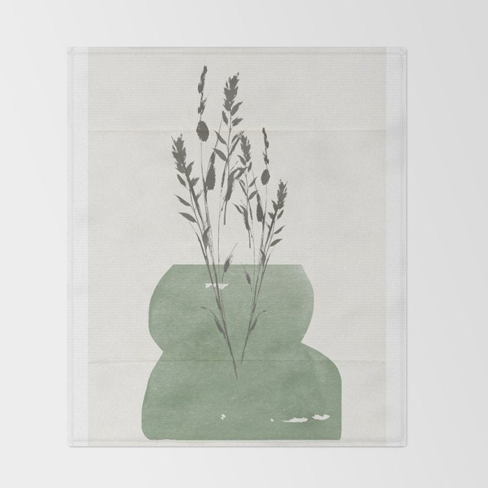 Modern Vase With Plants Throw Blanket Gallery Image 2