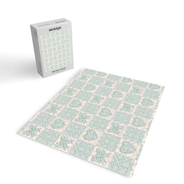 Blue Bow Checkered Print Jigsaw Puzzle Gallery Image 2
