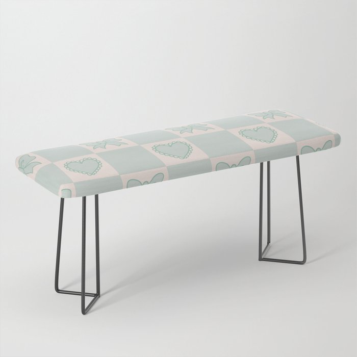 Blue Bow Checkered Print Bench Gallery Image 1