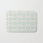 Blue Bow Checkered Print Bath Mat Gallery Image 1