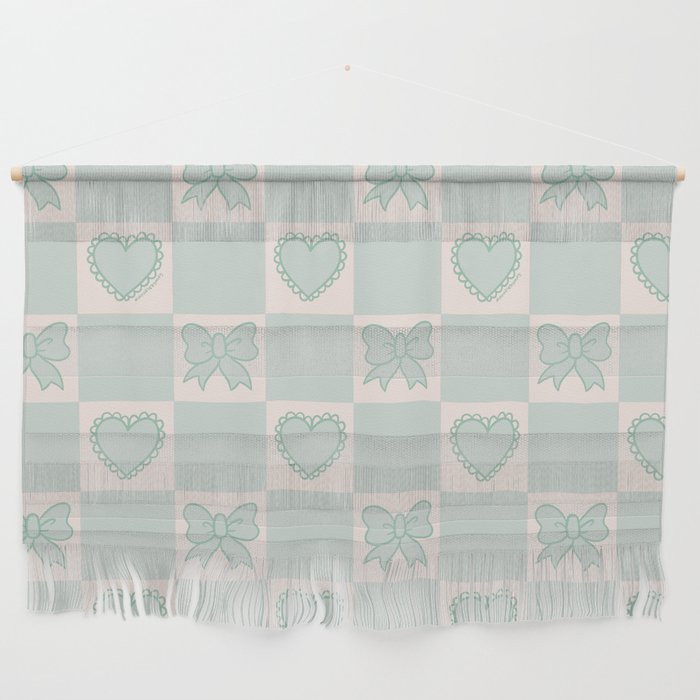 Blue Bow Checkered Print Wall Hanging Gallery Image 1