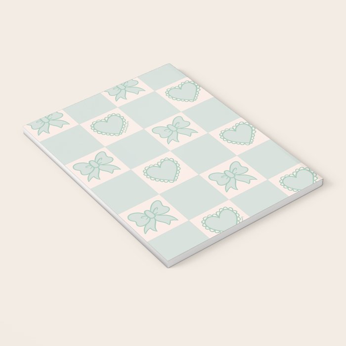 Blue Bow Checkered Print Notebook Gallery Image 3