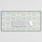 Blue Bow Checkered Print Desk Mat Gallery Image 1