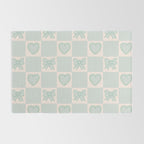 Blue Bow Checkered Print Rug Gallery Image 2