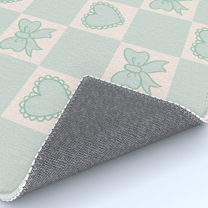 Blue Bow Checkered Print Rug Gallery Image 4