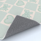 Blue Bow Checkered Print Rug Gallery Image 4