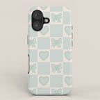 Blue Bow Checkered Print iPhone Case Gallery Image 1