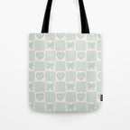 Blue Bow Checkered Print Tote Bag Gallery Image 1