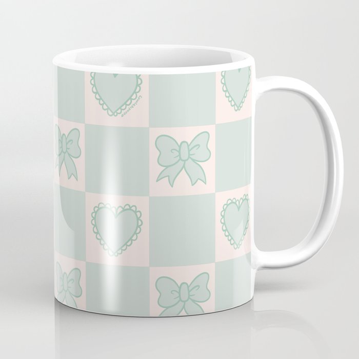 Blue Bow Checkered Print Coffee Mug Gallery Image 1