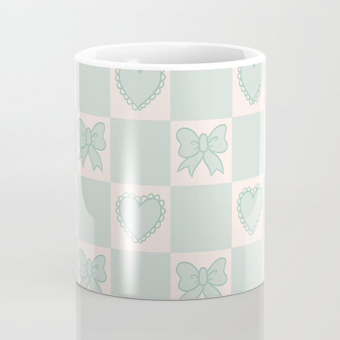 Blue Bow Checkered Print Coffee Mug Gallery Image 4