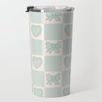 Blue Bow Checkered Print Travel Mug Gallery Image 3
