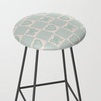 Blue Bow Checkered Print Stool Gallery Image 2