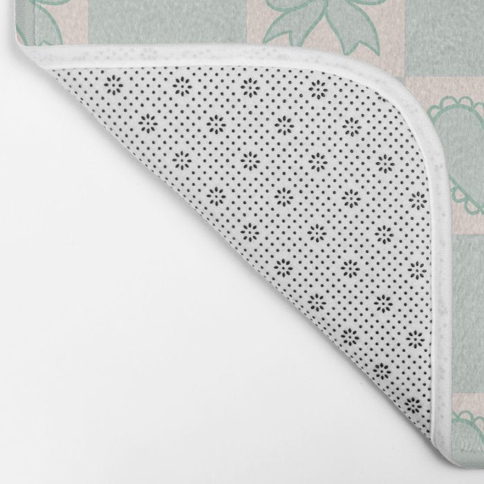 Blue Bow Checkered Print Bath Mat Gallery Image 2