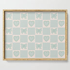 Blue Bow Checkered Print Serving Tray Gallery Image 1