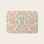 Pastel Peach Peonies - Retro botanical Bath Mat Gallery Image 1