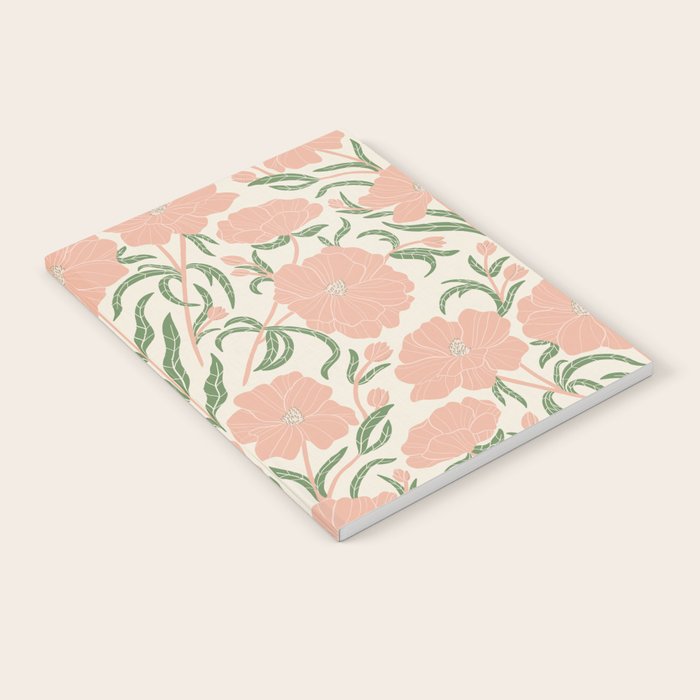 Pastel Peach Peonies - Retro botanical Notebook Gallery Image 2
