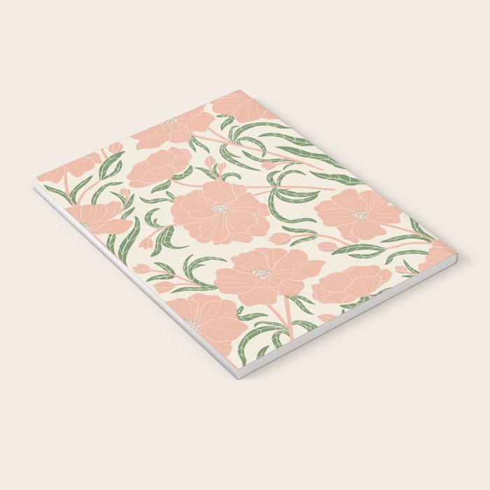 Pastel Peach Peonies - Retro botanical Notebook Gallery Image 3