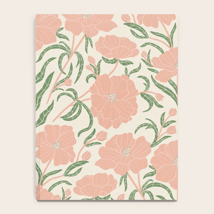 Pastel Peach Peonies - Retro botanical Notebook Gallery Image 4