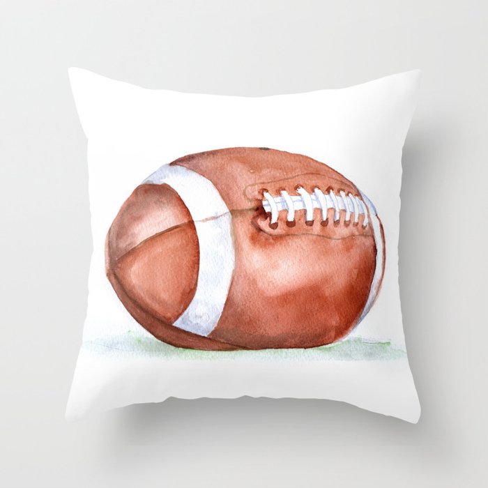 Football Watercolor Throw Pillow Gallery Image 6