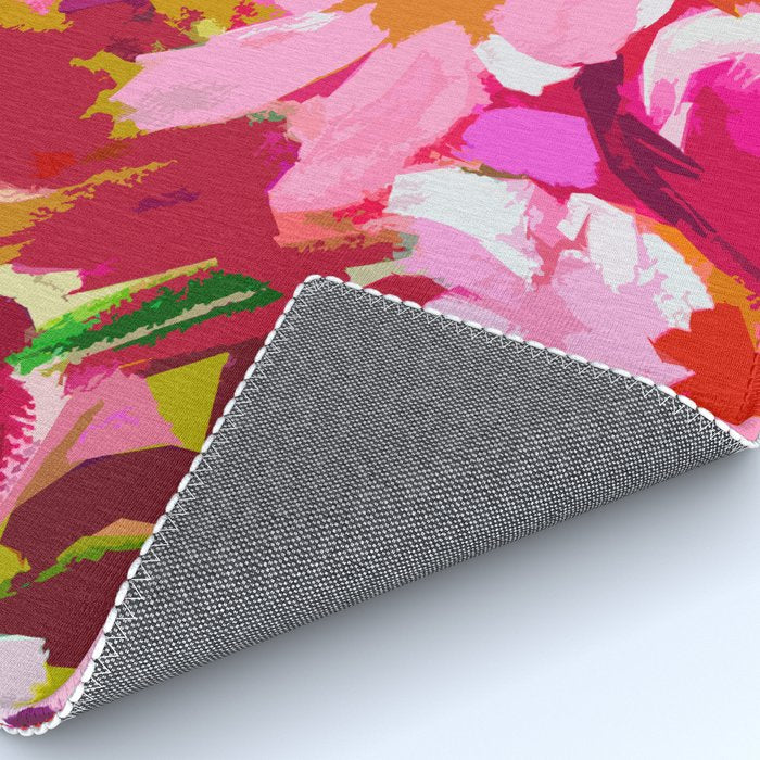 Abstracted Flower Painting in Hot Pink, red, spring green Rug Gallery Image 4