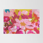 Abstracted Flower Painting in Hot Pink, red, spring green Rug Gallery Image 2