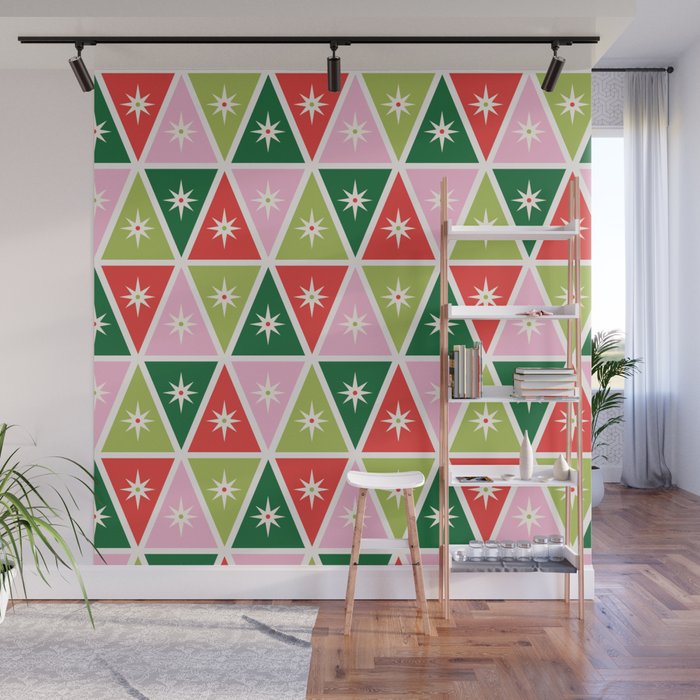 Retro Christmas Triangles Wall Mural Gallery Image 1